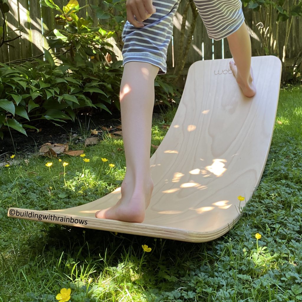 feet on a wobbel board outside